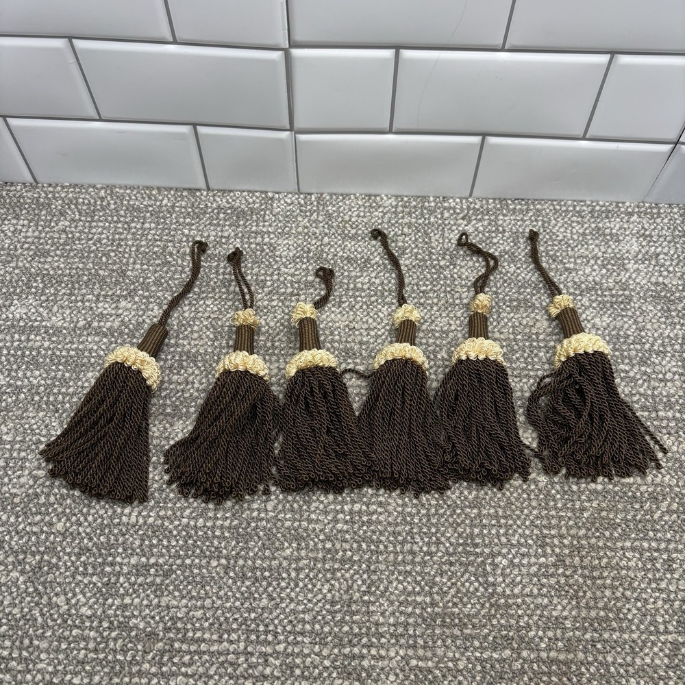 Curtain‎ Tie Backs Decorative Tassels Brown Cream Embellishments Home Decor
